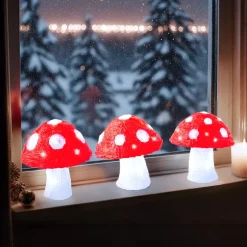 Set di 3 funghi luminosi solari (H18 cm) Mushy Bianco freddo