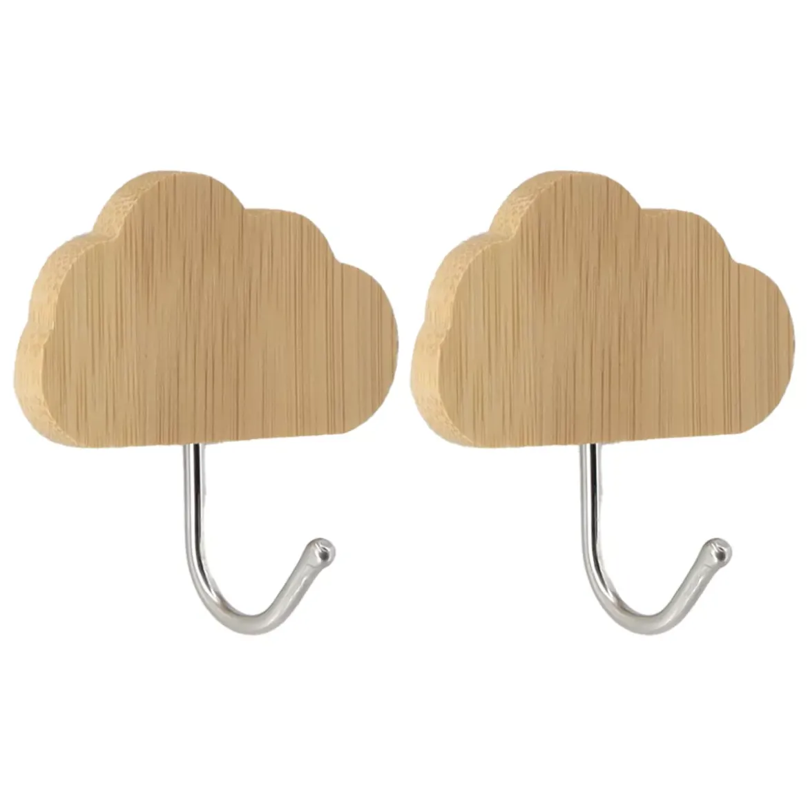 Set di 2 ganci adesivi 3M bambù (H6 cm) Nuvola