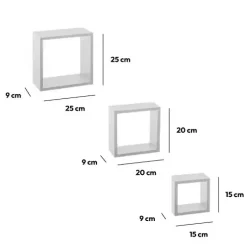 Set di 3 mensole Cube Bianco Modello piccolo