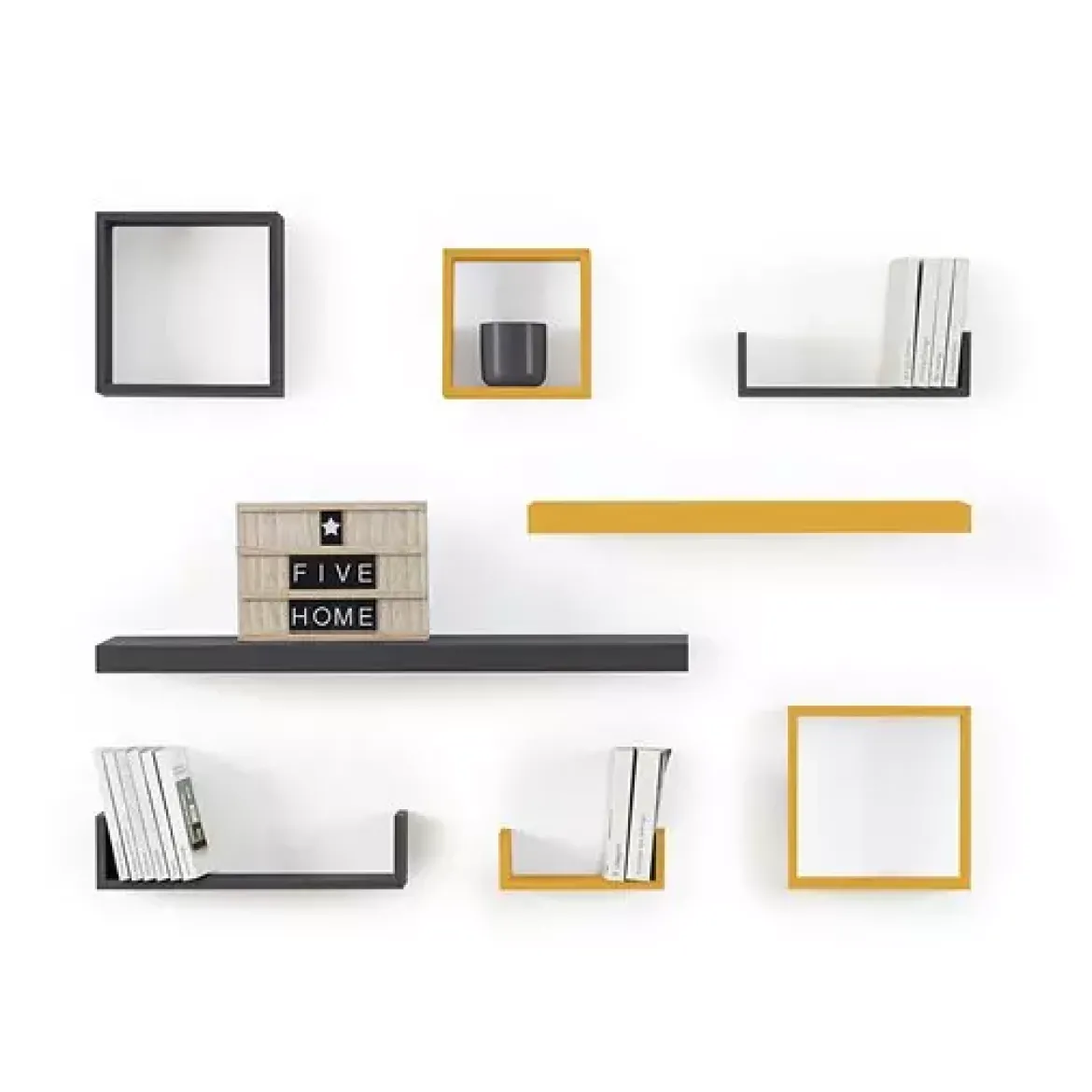 Set di 3 mensole Cube Nero Modello piccolo