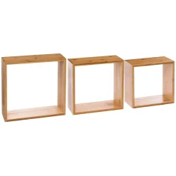 Set di 3 mensole cubo Fixy Bambù Naturale