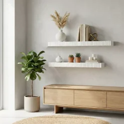 Set di 2 mensole da parete in legno (L60 cm) Bowi Bianco