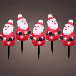 Set di 5 paletti da giardino luminosi 100 LED (H20 cm) Babbo Natale Bianco freddo
