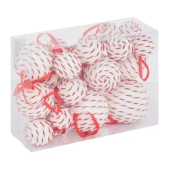 Set di 22 Palline di natale assortite a righe Fantasia Rosso e Bianco