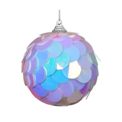 Set di 4 palline di Natale con glitter (D80 mm) Ice iridescente
