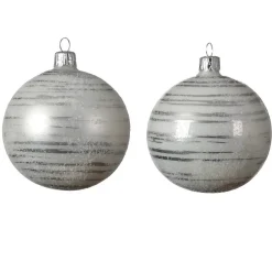 Set di 6 palline di Natale di vetro (D80 mm) Rya Bianco