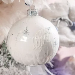 Set di 6 palline di Natale di vetro Unicorno Rosa cipria