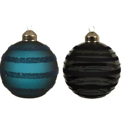Set di 3 palline di Natale di vetro (D80 mm) Linta Blu notte