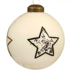 Set di 3 palline di Natale di vetro (D80 mm) Myli Bianco panna