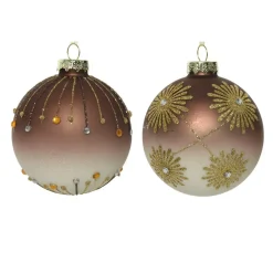 Set di 3 palline di Natale di vetro (D80 mm) Musc Marrone