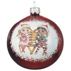 Set di 6 palline di Natale di vetro (D80 mm) Chérubins Rosso