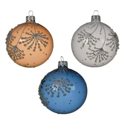 Set di 6 palline di Natale di vetro (D80 mm) Adelice Bianco/ Camel/ Blu notte