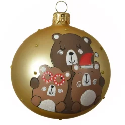 Set di 6 palline di Natale di vetro (D80 mm) Family Oro