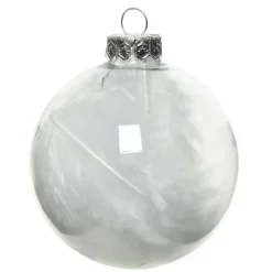 Set di 4 palline di Natale di vetro (D70 mm) Piume Trasparente