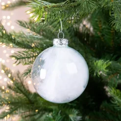 Set di 4 palline di Natale di vetro (D70 mm) Piume Trasparente