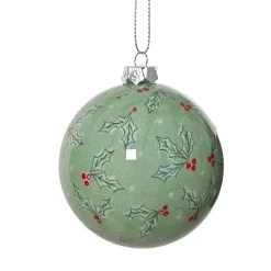 Set di 7 palline di Natale (D80 mm) Agrifoglio verde e rosso