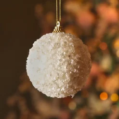 Set di 12 palline di Natale (D80 mm) Altesse perlata Bianco Lana