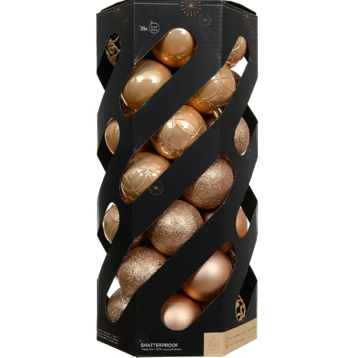 Set di 35 palline di Natale (D60 mm) Aravis mix Pesca