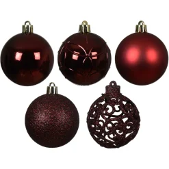 Set di 35 palline di Natale (D60 mm) Aravis mix Bordeaux