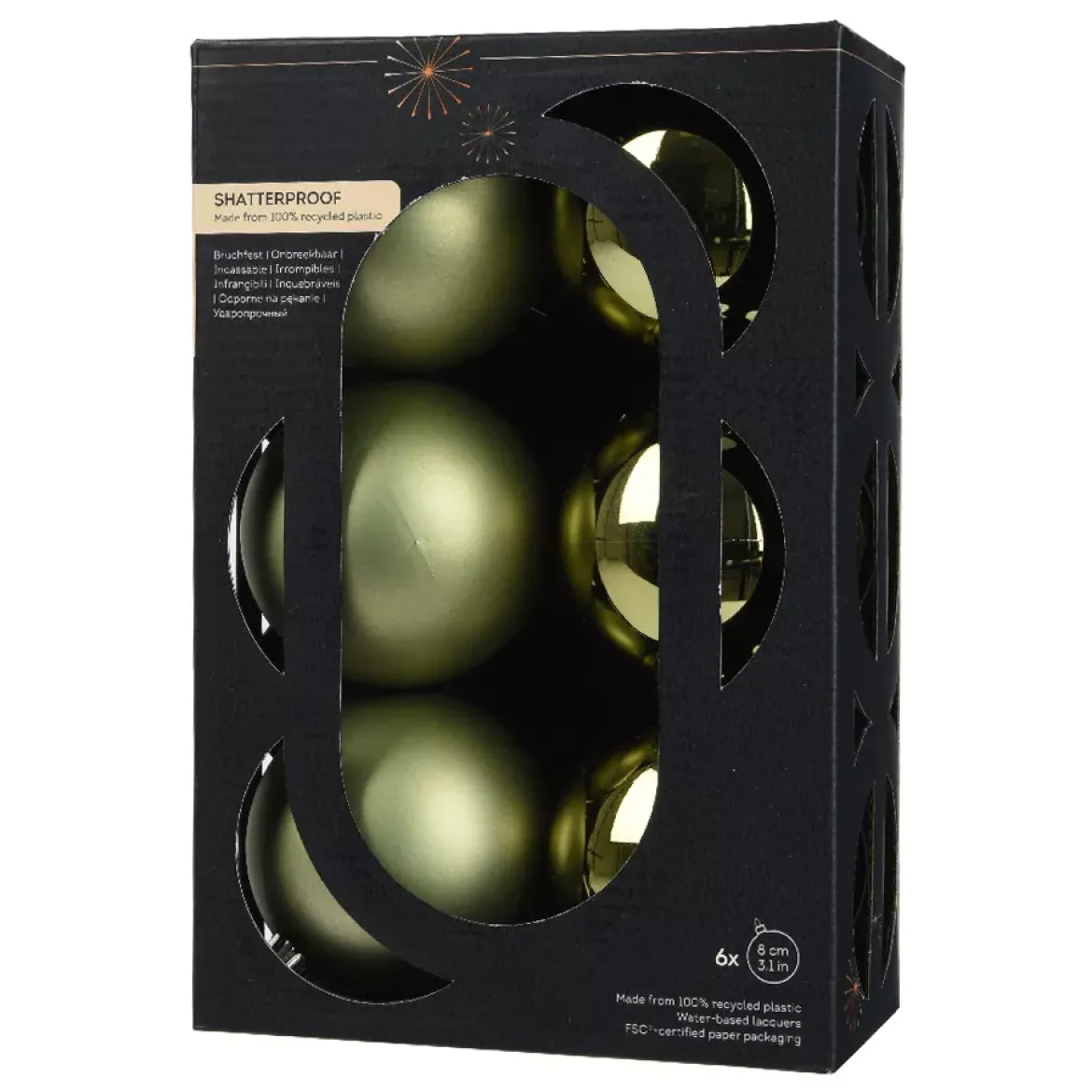 Set di 6 palline di Natale (D80 mm) Aravis Verde rosmarino