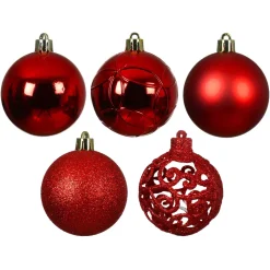 Set di 35 palline di Natale (D60 mm) Aravis mix Rosso
