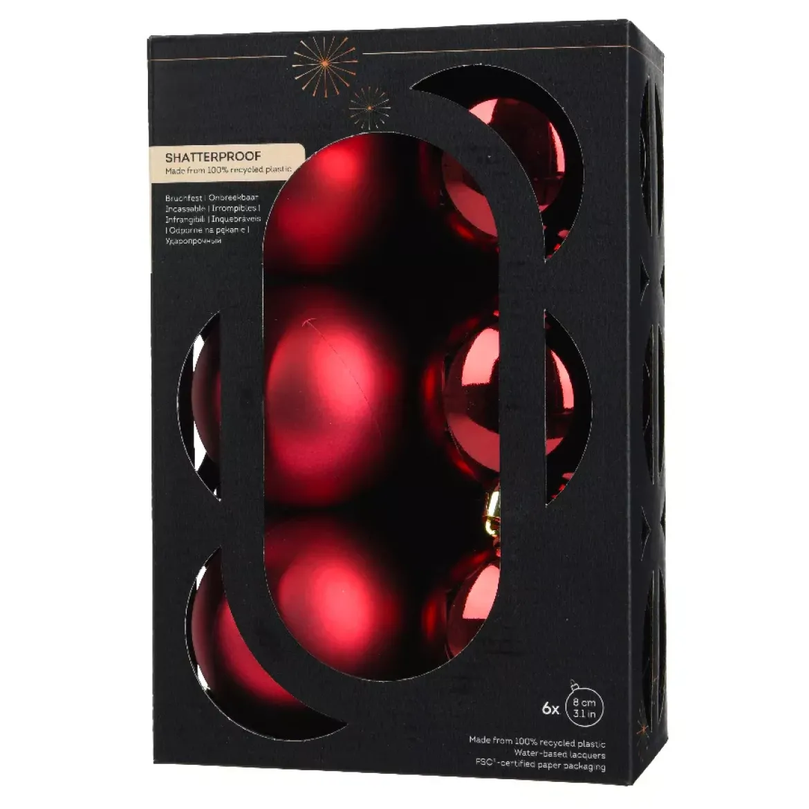 Set di 6 palline di Natale (D80 mm) Aravis Bordeaux
