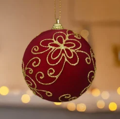 Set di 12 palline di Natale (D100 mm) Castello Bordeaux e oro