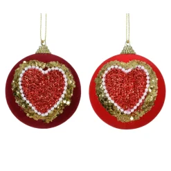Set di 12 palline di Natale (D80 mm) Cuore di Natale Rosso e oro