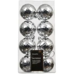 Set di 8 palline di Natale (D60 mm) Disco Argento