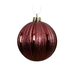 Set di 6 Palline di Natale (D80 mm) Glitter Bordeaux