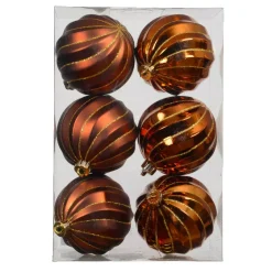 Set di 6 palline di Natale (D80 mm) Glam chic Marrone caffè glitterato oro