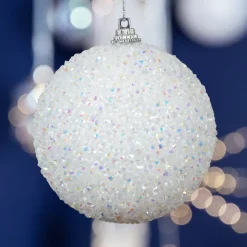 Set di 12 palline di Natale (D80 mm) Glitter Bianco