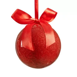 Set di 14 Palline di natale (D150 mm) Glitterate e con Fiocco Rosso