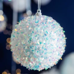 Set di 12 palline di Natale (D80 mm) glitter Bianco iridescente