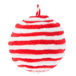Set di 3 palline di Natale (D100 mm) Lana a righe Rosso e bianco