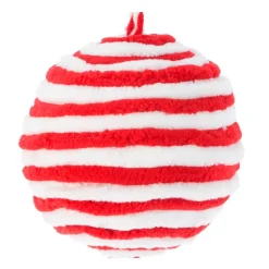 Set di 2 palline di Natale (D120 mm) Lana a righe Rosso e bianco