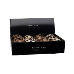 Set di 12 palline di Natale (D100 mm) Leopardo Beige e marrone