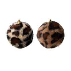 Set di 12 palline di Natale (D80 mm) Leopard Beige e marrone