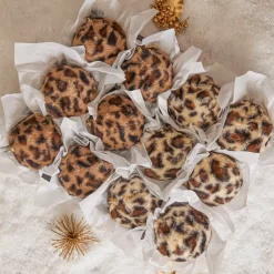 Set di 12 palline di Natale (D80 mm) Leopard Beige e marrone