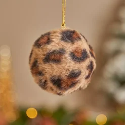 Set di 12 palline di Natale (D80 mm) Leopard Beige e marrone