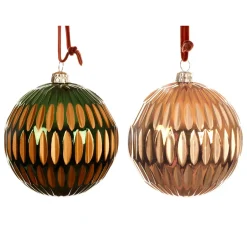Set di 12 palline di Natale (D80 mm) Lusso RetrÃ² Arancione e verde abete