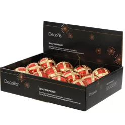 Set di 12 palline di Natale (D80 mm) Marilyn Rosso con glitter oro