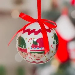 Set di 7 palline di Natale (D60 mm) Piccoli Elfi di Natale Bianco e rosso