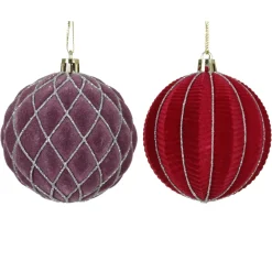 Set di 12 palline di Natale (D80 mm) Renaissance Fico e rosso