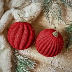 Set di 12 palline di Natale (D80 mm) Riflesso d'Oro Rosso