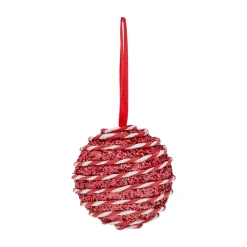 Set di 6 Palline di natale (D80 mm) Righe Fantasia Rosso e bianco