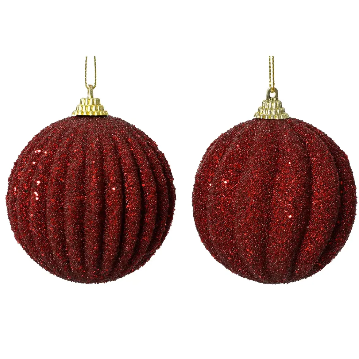 Set di 12 palline di Natale (D80 mm) Riflesso d'oro Bordeaux