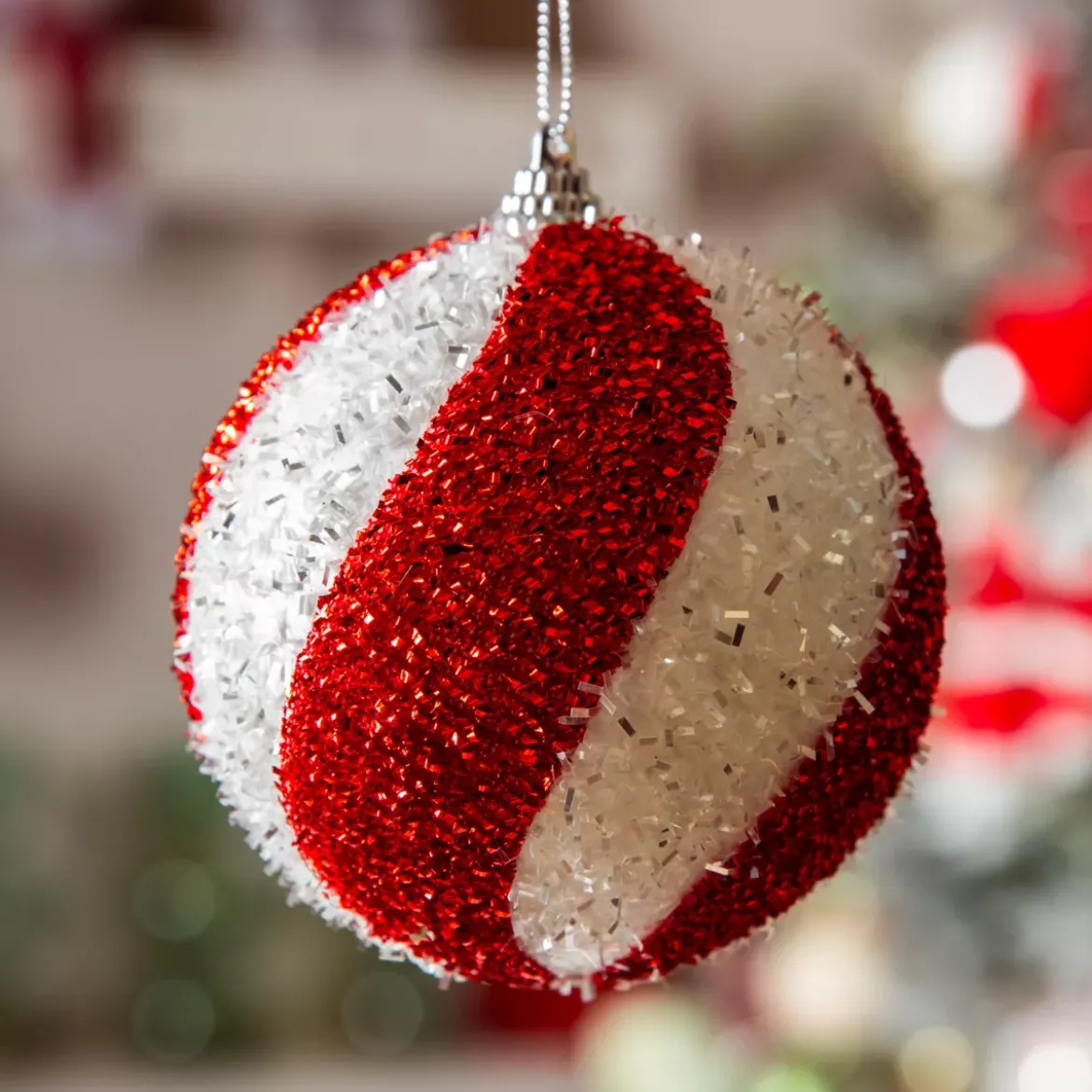 Set di 12 palline di Natale (D80 mm) Spiralis Rosso