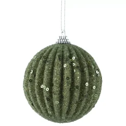 Set di 12 palline di Natale (D80 mm) Strass glitterati Verde rosmarino