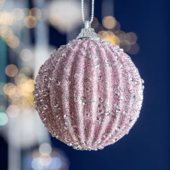 Set di 12 palline di Natale (D80 mm) Strass luccicanti Lilla